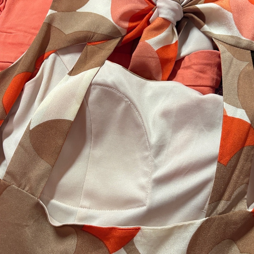 Judith March Floral Retro Mini Sundress Orange Pink Large EUC - Picture 6 of 13